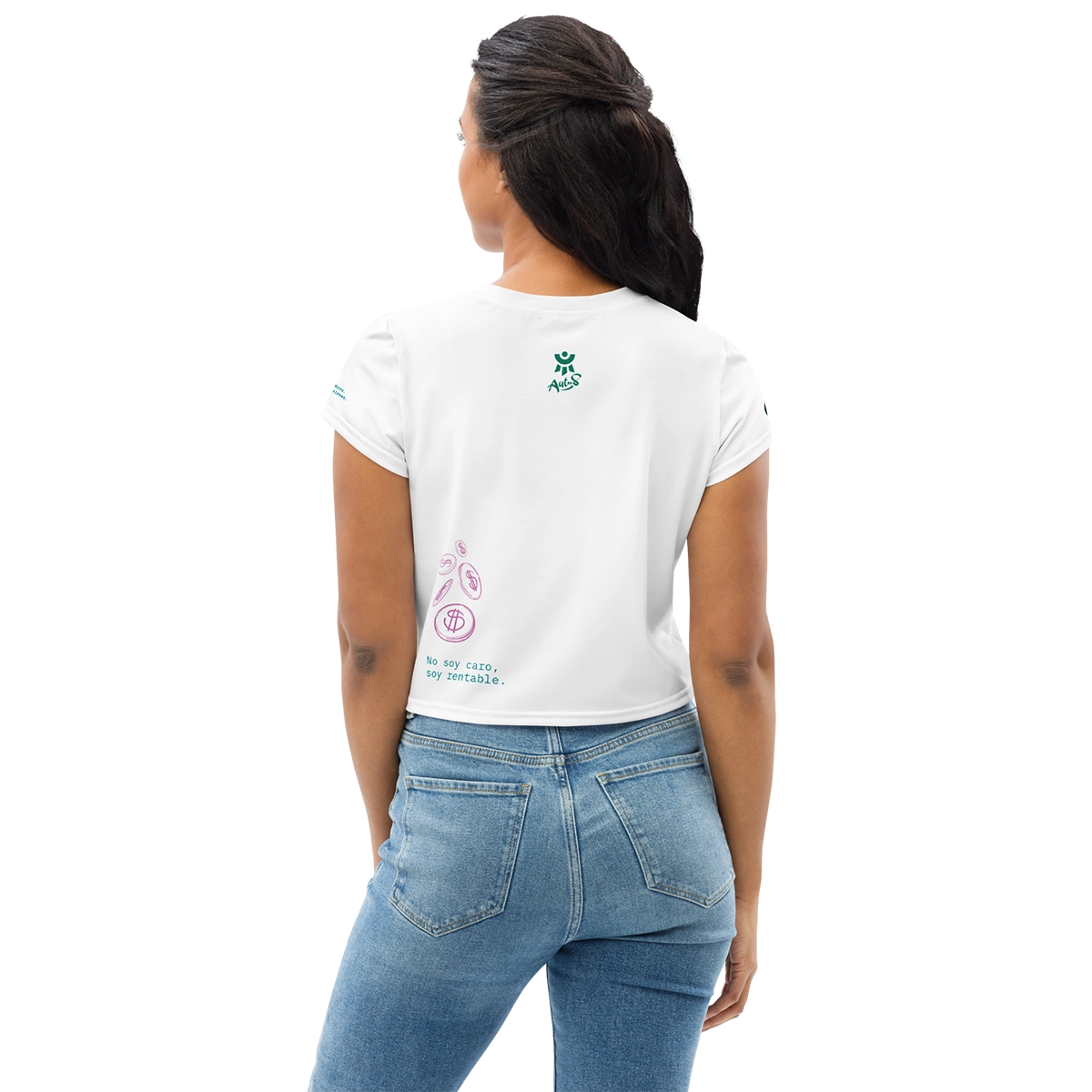 Vista trasera de la camiseta de Autónomos Salvajes con la frase No soy caro soy rentable impresa en la espalda, ideal como ideas de camisetas originales para freelance.