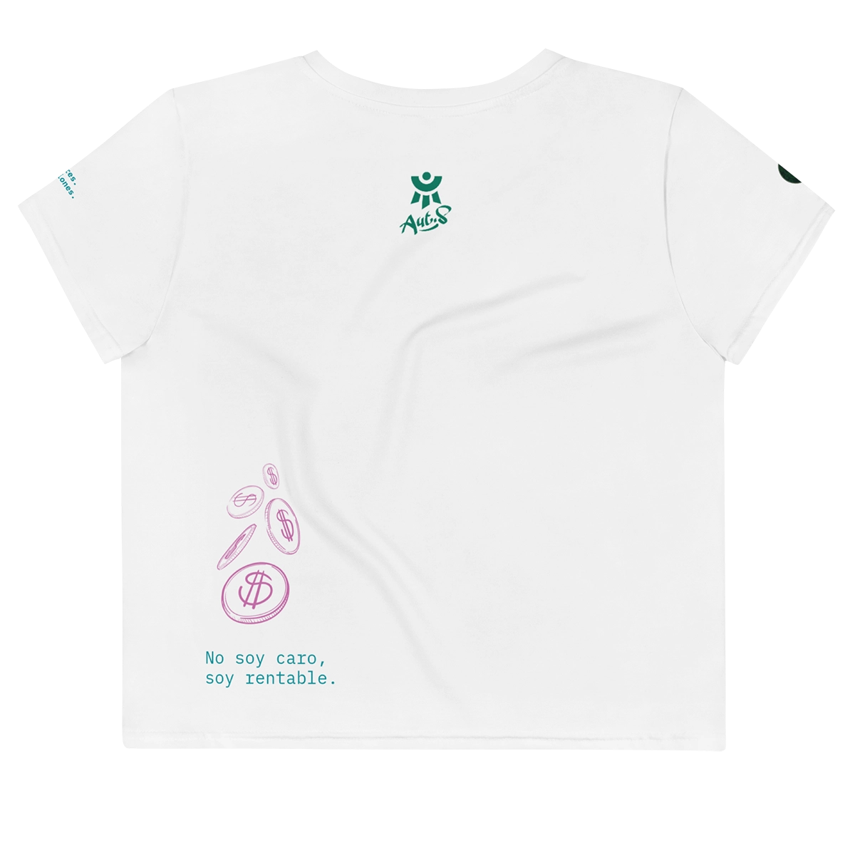Diseño trasero de la camiseta de Autónomos Salvajes con la frase No soy caro soy rentable, ideal como regalos para emprendedores y creativos independientes.